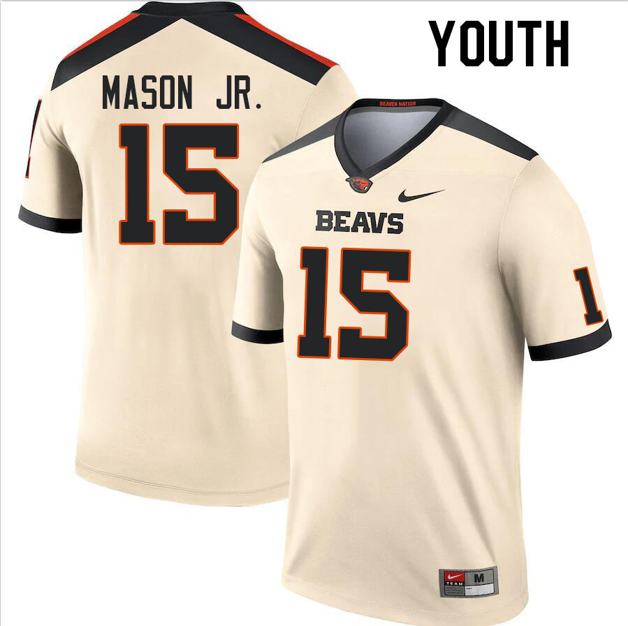 Youth #15 Sam Mason Jr. Oregon State Beavers College Football Jerseys Stitched Sale-Cream - Click Image to Close